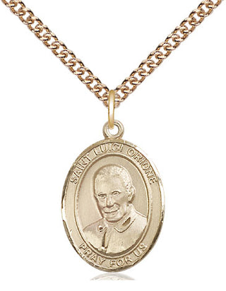 14kt Gold Filled Saint Luigi Orione Medal Religious Jewelry Engraved Catholic Saint Jewelry