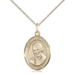 14kt Gold Saint Luigi Orione Medal Engraved Catholic Saint Jewelry