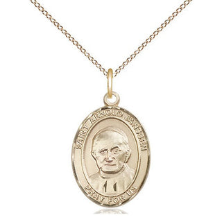 14kt Gold Saint Arnold Janssen Medal Engraved Catholic Saint Jewelry