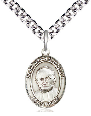 Pewter Saint Arnold Janssen Medal Religious Jewelry Engraved Catholic Saint Jewelry