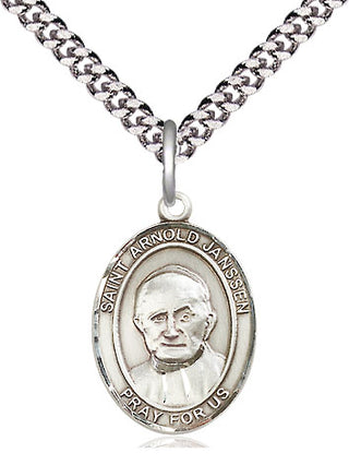 Pewter Saint Arnold Janssen Medal Religious Jewelry Engraved Catholic Saint Jewelry