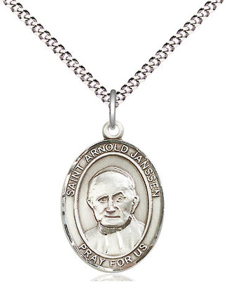 Sterling Silver Saint Arnold Janssen Medal Religious Jewelry Engraved Catholic Saint Jewelry