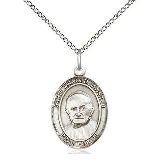 Sterling Silver Saint Arnold Janssen Medal Religious Jewelry Engraved Catholic Saint Jewelry