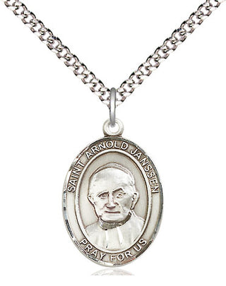 Sterling Silver Saint Arnold Janssen Medal Religious Jewelry Engraved Catholic Saint Jewelry