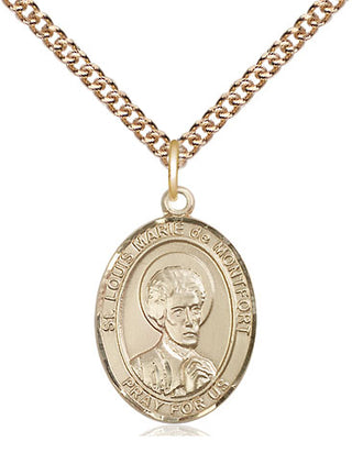 14kt Gold Filled Saint Louis Marie de Montfort Medal Religious Jewelry Engraved Catholic Saint Jewelry