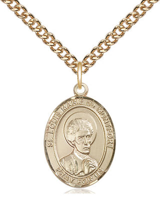 14kt Gold Saint Louis Marie de Montfort Medal Engraved Catholic Saint Jewelry