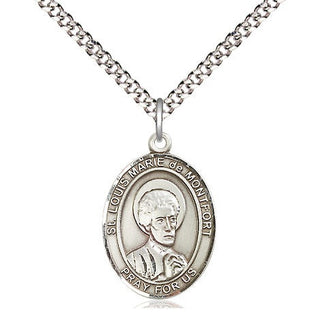 Pewter Saint Louis Marie de Montfort Medal Religious Jewelry Engraved Catholic Saint Jewelry