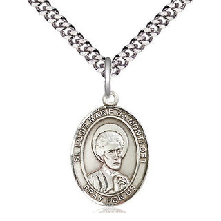 Pewter Saint Louis Marie de Montfort Medal Religious Jewelry Engraved Catholic Saint Jewelry