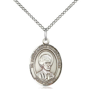 Sterling Silver Saint Louis Marie de Montfort Medal Religious Jewelry Engraved Catholic Saint Jewelry