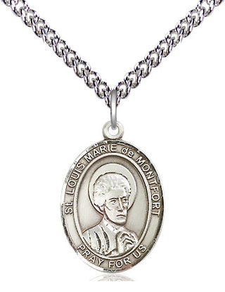 Sterling Silver Saint Louis Marie de Montfort Medal Religious Jewelry Engraved Catholic Saint Jewelry