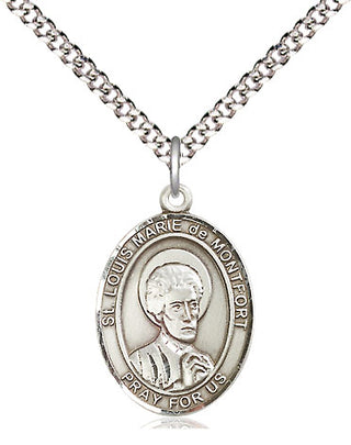 Sterling Silver Saint Louis Marie de Montfort Medal Religious Jewelry Engraved Catholic Saint Jewelry