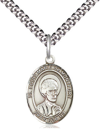 Sterling Silver Saint Louis Marie de Montfort Medal Religious Jewelry Engraved Catholic Saint Jewelry