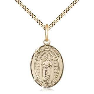 14kt Gold Filled Saint Matthias the Apostle Medal Religious Jewelry Engraved Catholic Saint Jewelry