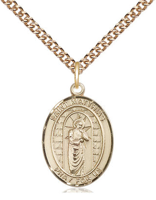 14kt Gold Filled Saint Matthias the Apostle Medal Religious Jewelry Engraved Catholic Saint Jewelry