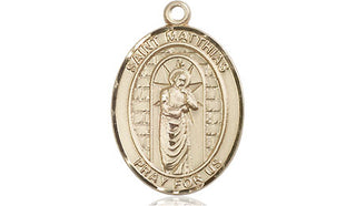 14kt Gold Saint Matthias the Apostle Medal Engraved Catholic Saint Jewelry