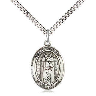 Pewter Saint Matthias the Apostle Medal Religious Jewelry Engraved Catholic Saint Jewelry