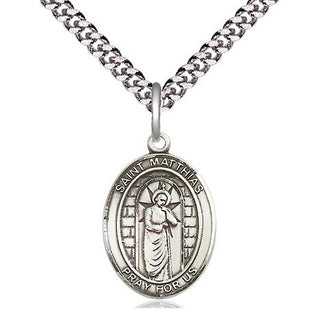 Pewter Saint Matthias the Apostle Medal Religious Jewelry Engraved Catholic Saint Jewelry