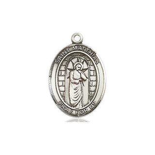 Sterling Silver Saint Matthias the Apostle Medal Religious Jewelry Engraved Catholic Saint Jewelry