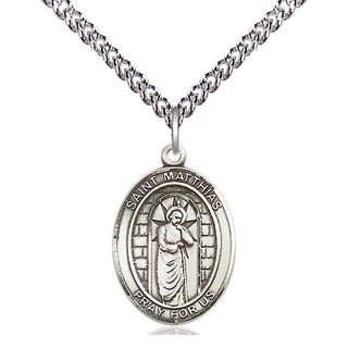 Sterling Silver Saint Matthias the Apostle Medal Religious Jewelry Engraved Catholic Saint Jewelry