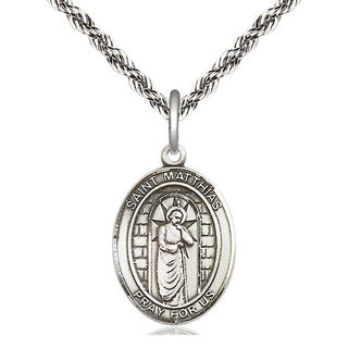 Sterling Silver Saint Matthias the Apostle Medal Religious Jewelry Engraved Catholic Saint Jewelry