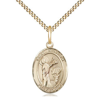 14kt Gold Filled Saint Kenneth Medal Religious Jewelry Engraved Catholic Saint Jewelry