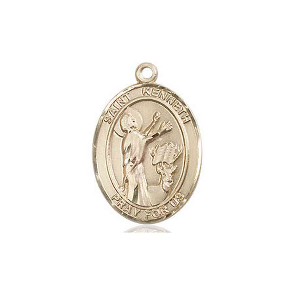 14kt Gold Saint Kenneth Medal | Medium | Engravable – CatholicShop.com