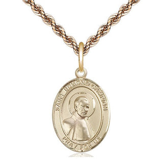 14kt Gold Saint Edmund Campion Medal Engraved Catholic Saint Jewelry