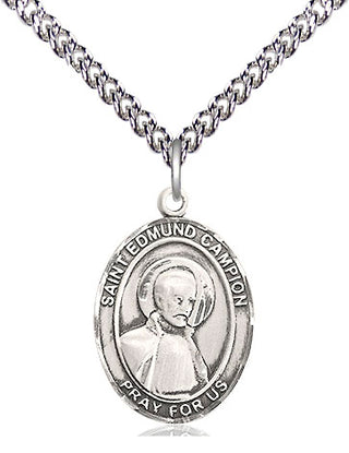 Sterling Silver Saint Edmund Campion Medal Religious Jewelry Engraved Catholic Saint Jewelry