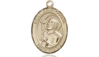 14kt Gold Filled Saint Rene Goupil Medal Engraved Catholic Saint Jewelry
