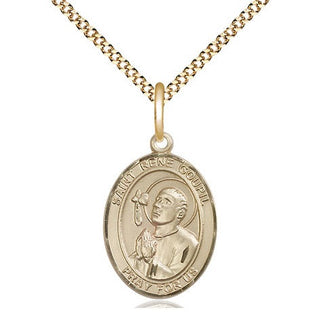 14kt Gold Filled Saint Rene Goupil Medal Religious Jewelry Engraved Catholic Saint Jewelry