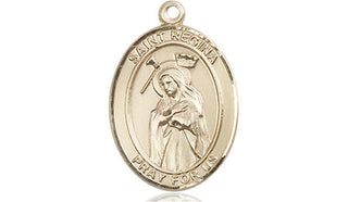 14kt Gold Filled Saint Regina Medal Engraved Catholic Saint Jewelry