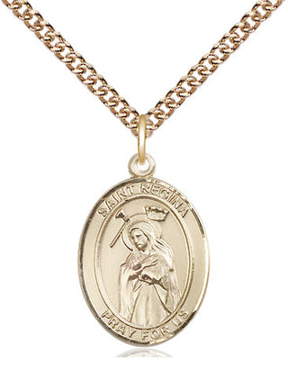 14kt Gold Filled Saint Regina Medal Religious Jewelry Engraved Catholic Saint Jewelry