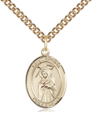 14kt Gold Filled Saint Regina Medal Religious Jewelry Engraved Catholic Saint Jewelry