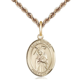 14kt Gold Filled Saint Regina Medal Religious Jewelry Engraved Catholic Saint Jewelry