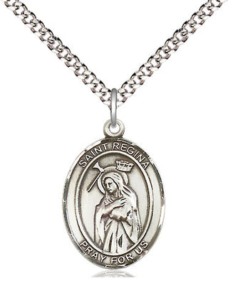 Pewter Saint Regina Medal Religious Jewelry Engraved Catholic Saint Jewelry