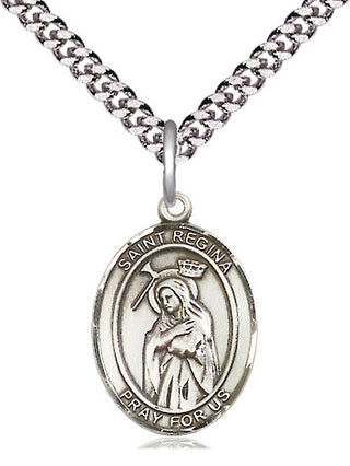 Pewter Saint Regina Medal Religious Jewelry Engraved Catholic Saint Jewelry