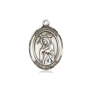 Sterling Silver Saint Regina Medal Religious Jewelry Engraved Catholic Saint Jewelry
