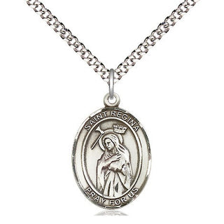 Sterling Silver Saint Regina Medal Religious Jewelry Engraved Catholic Saint Jewelry
