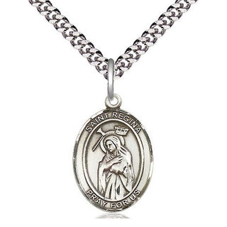 Sterling Silver Saint Regina Medal Religious Jewelry Engraved Catholic Saint Jewelry