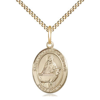 14kt Gold Filled Saint Catherine of Sweden Medal Religious Jewelry Engraved Catholic Saint Jewelry