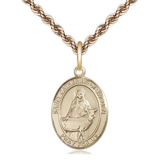 14kt Gold Saint Catherine of Sweden Medal Engraved Catholic Saint Jewelry