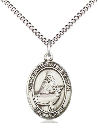 Pewter Saint Catherine of Sweden Medal Religious Jewelry Engraved Catholic Saint Jewelry