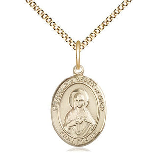 14kt Gold Filled Immaculate Heart of Mary Medal Religious Jewelry Engraved Catholic Saint Jewelry