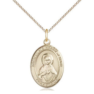 14kt Gold Filled Immaculate Heart of Mary Medal Religious Jewelry Engraved Catholic Saint Jewelry