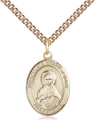 14kt Gold Filled Immaculate Heart of Mary Medal Religious Jewelry Engraved Catholic Saint Jewelry