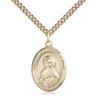 14kt Gold Immaculate Heart of Mary Medal Engraved Catholic Saint Jewelry