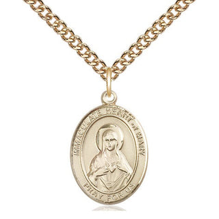 14kt Gold Immaculate Heart of Mary Medal Engraved Catholic Saint Jewelry