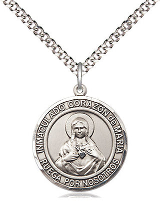 Pewter Corazon Inmaculado de Maria Medal Religious Jewelry Engraved Catholic Saint Jewelry