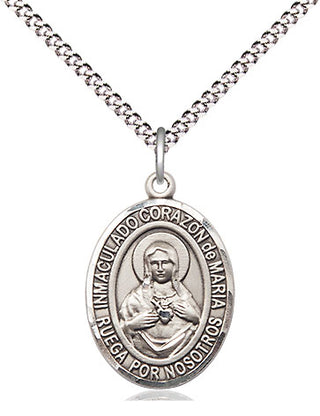Pewter Corazon Inmaculado de Maria Medal Religious Jewelry Engraved Catholic Saint Jewelry