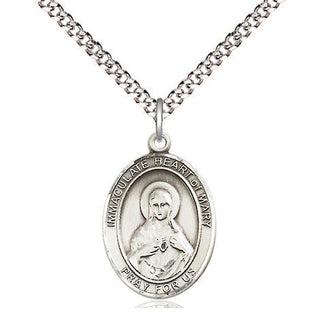 Sterling Silver Immaculate Heart of Mary Medal Religious Jewelry Engraved Catholic Saint Jewelry